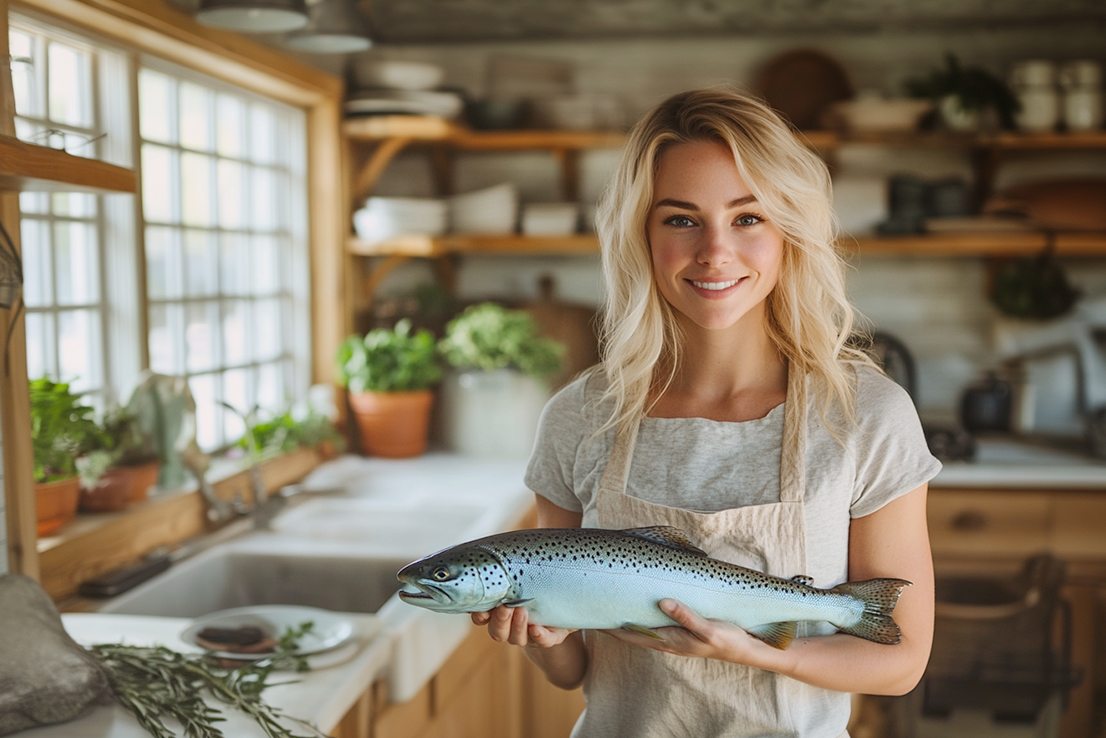 Zubereitung der gegrillten Blauforelle